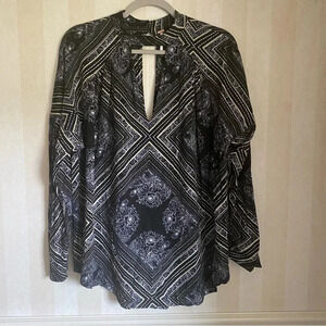 Free People Black and White High Neck Tunic Size Small